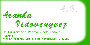 aranka vidovenyecz business card